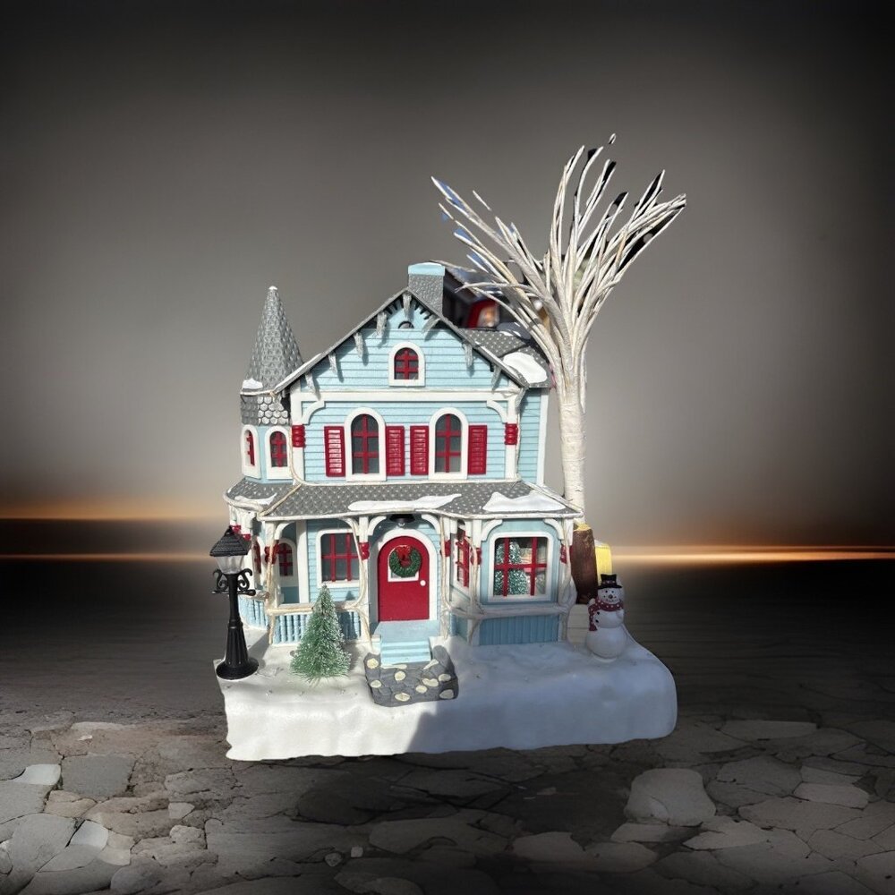2001 Vintage Avon Holiday Splendor Fiber Optic Christmas Village House W/ Box